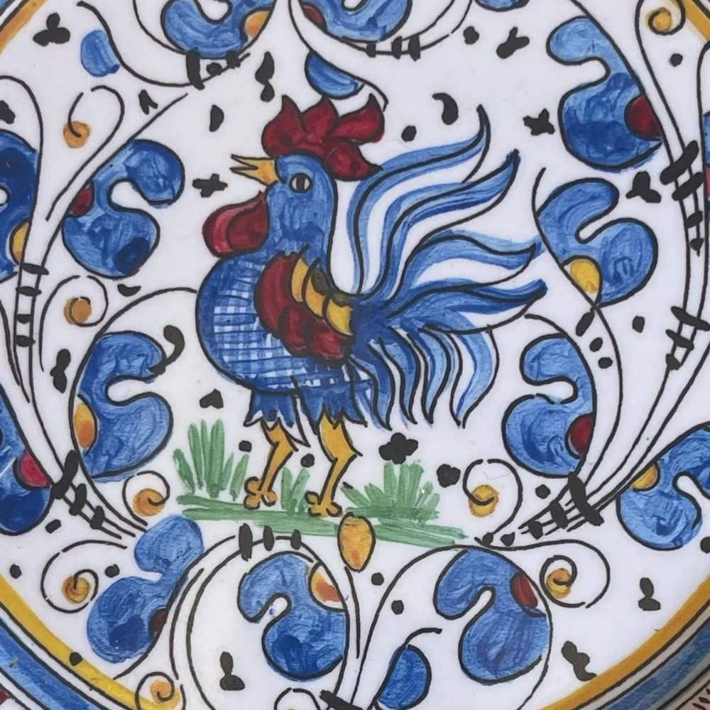 Le Cadeaux Melamine 4 Dinner Plates 11" BLUE ROOSTER French Chinoiserie Style - Picture 2 of 3